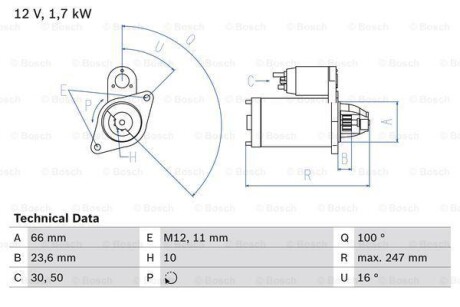 Стартер BOSCH 0986024030