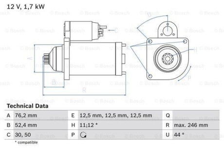 Стартер BOSCH 0 986 024 100 (фото 1)