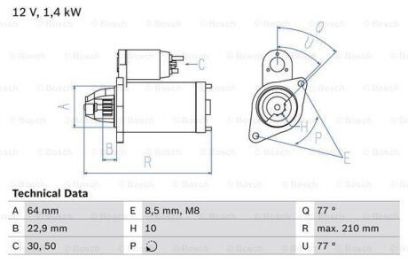 Стартер BOSCH 0 986 025 080 (фото 1)