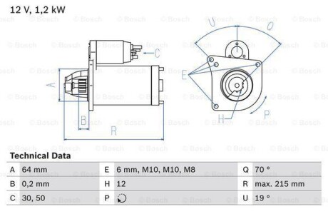 Стартер BOSCH 0 986 025 180