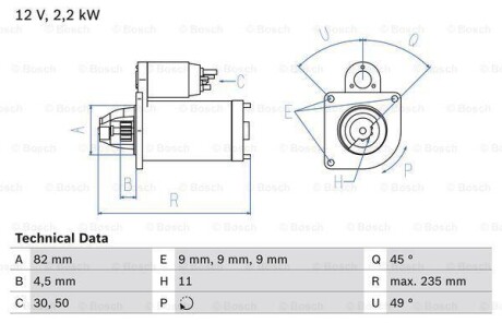 Стартер BOSCH 0986025550