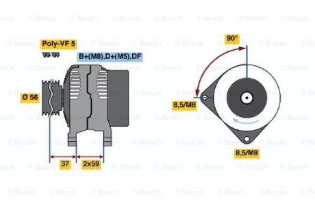 Генератор BOSCH 0 986 040 350 (фото 1)