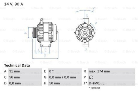 Генератор BOSCH 0986042530