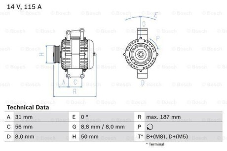 Генератор BOSCH 0 986 043 660