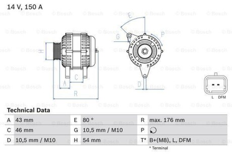 Генератор BOSCH 0 986 047 360 (фото 1)