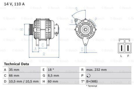 Генератор BOSCH 0 986 048 301 (фото 1)