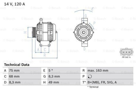 Генератор BOSCH 0 986 049 670 (фото 1)