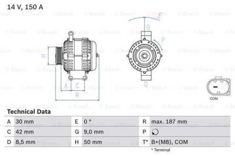 Генератор BOSCH 0986080040