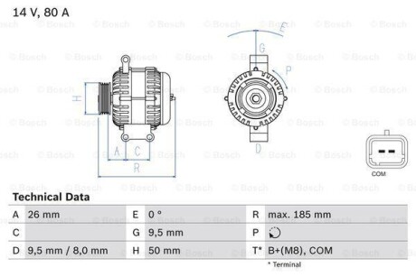 Генератор BOSCH 0986082880