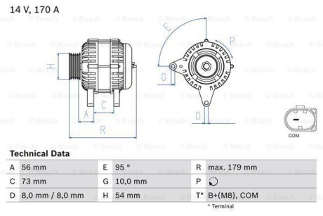 Генератор BOSCH 0 986 083 470 (фото 1)