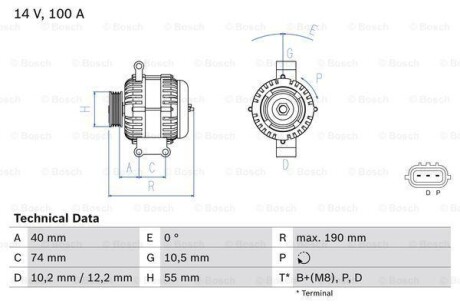 Alternator (14V, 100A, professionally remanufactured) fits: MAZDA 6, MX-5 III 1.8-2.5 01.02-12.14 BOSCH 0986083570