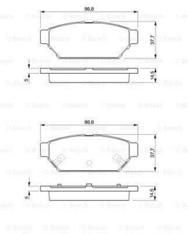 Комплект тормозных колодок, дисковый механизм BOSCH 0986424464 (фото 1)