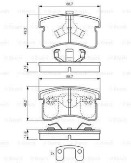 Комплект тормозных колодок, дисковый механизм BOSCH 0 986 424 642