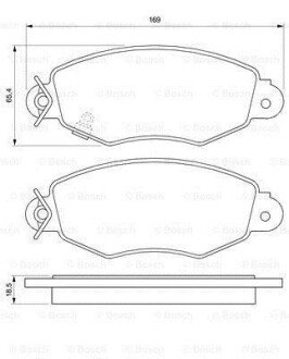 Комплект тормозных колодок, дисковый механизм BOSCH 0986424691 (фото 1)