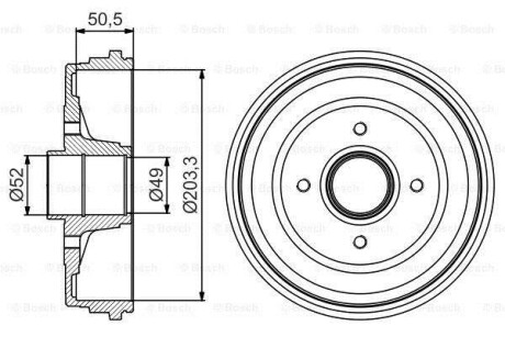 Тормозной барабан BOSCH 0 986 477 206