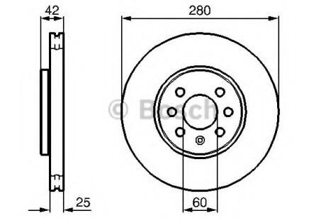 ДИСК ГАЛЬМIВНИЙ ПЕРЕДНIЙ COATED BOSCH 0986479B68