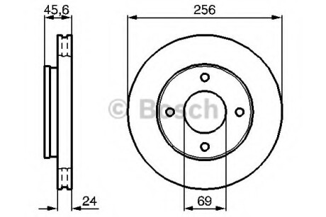 ДИСК ГАЛЬМIВНИЙ ПЕРЕДНIЙ COATED BOSCH 0986479B83