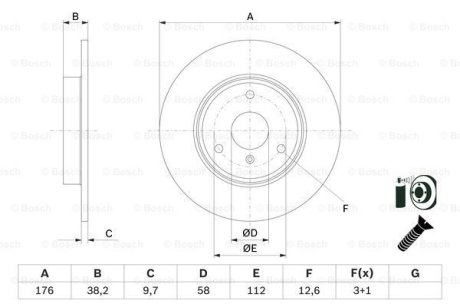 TARCZA HAM. SMART P. CABRIO/CITY-COUPE/FORTWO 01- BOSCH 0986479E74