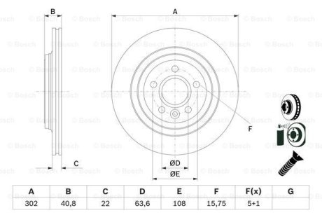 TARCZA HAM. VOLVO T. S60/S80/V60/V70/XC70 07- BOSCH 0986479E85 (фото 1)