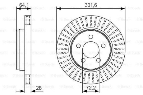 Диск гальмівний DODGE Nitro \'\'F \'\'2,8-4,0 \'\'06-11 BOSCH 0986479U04