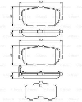 Комплект тормозных колодок, дисковый механизм BOSCH 0986494190 (фото 1)