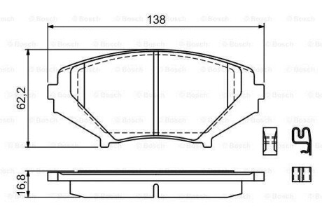 Комплект тормозных колодок, дисковый механизм BOSCH 0986494220