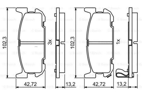 Комплект тормозных колодок, дисковый механизм BOSCH 0986494226