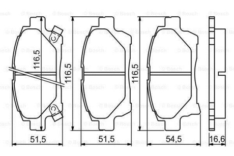 Комплект тормозных колодок, дисковый механизм BOSCH 0986494333 (фото 1)