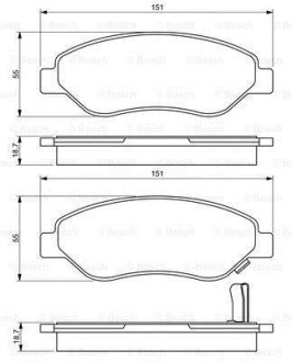 Комплект тормозных колодок, дисковый механизм BOSCH 0986494345 (фото 1)