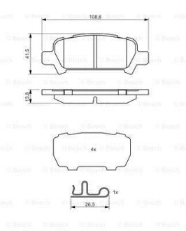 Гальмівні колодки, дискове гальмо (набір) BOSCH 0986494445