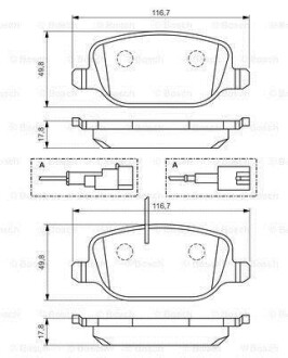 Комплект тормозных колодок, дисковый механизм BOSCH 0986494466