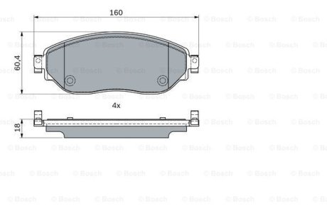 Комплект тормозных колодок из 4 шт. дисков BOSCH 0986494741