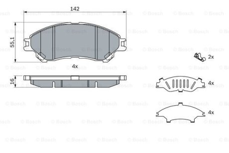 Гальмівні колодки дискові SUZUKI SX4 S-CROSS 13- PRZÓD BOSCH 0986494742 (фото 1)