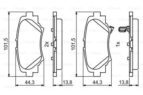 Комплект тормозных колодок из 4 шт. дисков BOSCH 0986494803