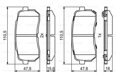 Комплект тормозных колодок из 4 шт. дисков BOSCH 0986494828