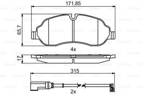 Комплект тормозных колодок из 4 шт. дисков BOSCH 0986494845