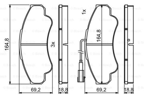 Гальмівні колодки, дискові BOSCH 0986494850