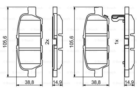 Комплект гальмівних колодок з 4 шт. дисків BOSCH 0986494857 (фото 1)