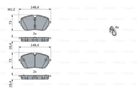 KLOCKI HAM. PEUGEOT P. 308/508/3008 1,2-1,6/1,5-2,0 HDI 13- BOSCH 0986494946 (фото 1)