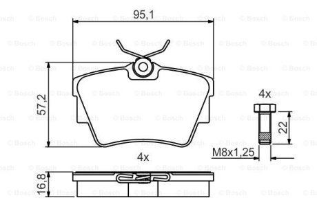 Комплект тормозных колодок из 4 шт. дисков BOSCH 0986495487 (фото 1)