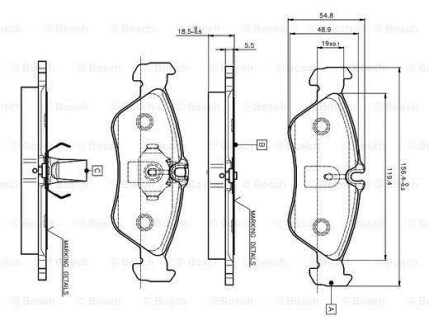 Комплект тормозных колодок, дисковый механизм BOSCH 0 986 TB2 032 (фото 1)