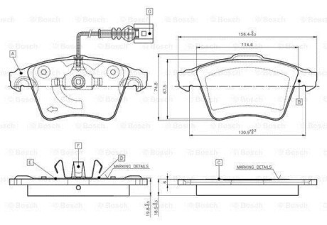 Гальмівні колодки, дискове гальмо (набір) BOSCH 0986TB2864 (фото 1)