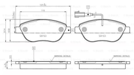 Комплект тормозных колодок, дисковый механизм BOSCH 0986TB2961 (фото 1)