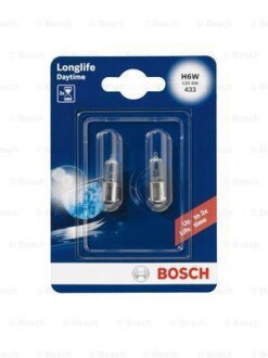 Лампа H6W 12V Longlife Daytime блистер 2 шт. - знято з вир-ва BOSCH 1987301061