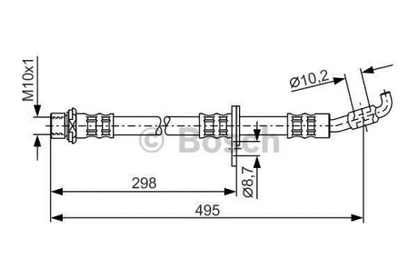 Гальмівний шланг 495mm LEXUS/TOYOTA ES300/RX300/Avalon/Camry \'\'2,0-3,0 \'\'91-05 BOSCH 1987476963