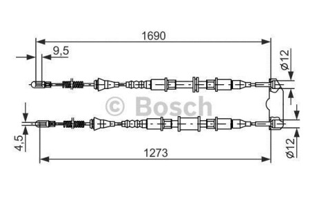 Трос ручного гальма BOSCH 1987477129