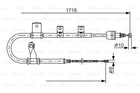 Гальмівний трос 1718mm HYUNDAI Matrix \'\'RR \'\'01-10 BOSCH 1987482075