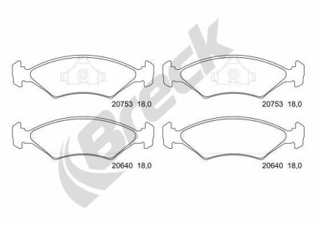 Гальмівні колодки, дискове гальмо (набір) BRECK 207530070100