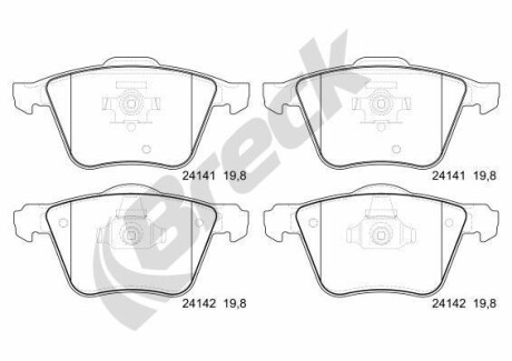 Гальмівні колодки, дискові BRECK 241410055100