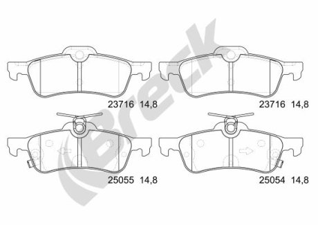 Колодки гальмівні HONDA T. CIVIC 1,4-2,0 I-VTEC 12- BRECK 250540070400